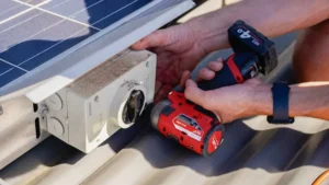 a rooftop solar isolator being tested and checked